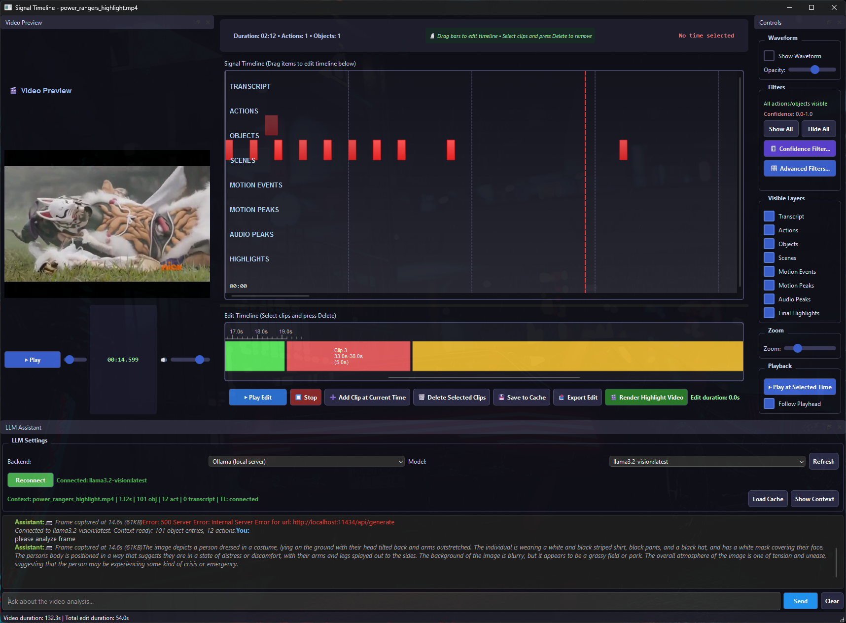 Auto Video Highlights timeline interface preview