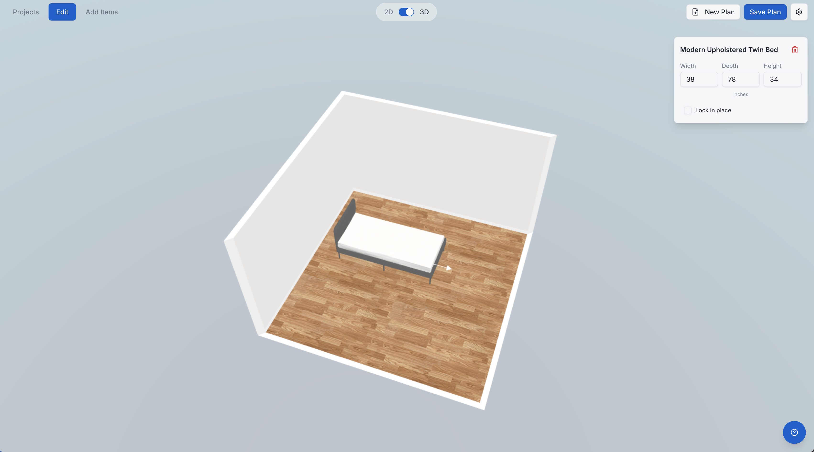 VR Furniture Planner 3D room planning interface preview